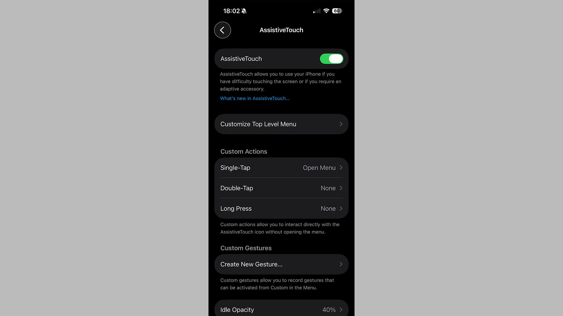 iPhone Assistive Touch setting