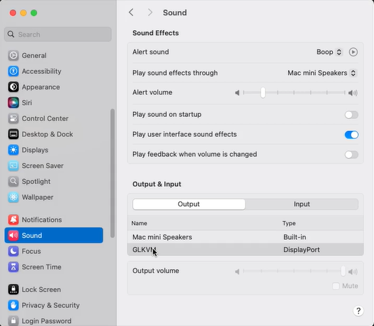 mac output settings