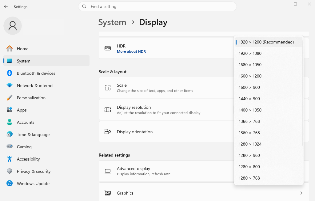 display resolution