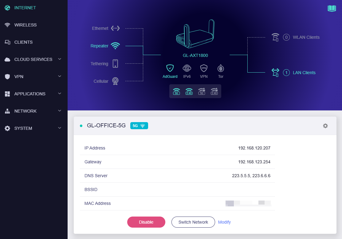 log in router