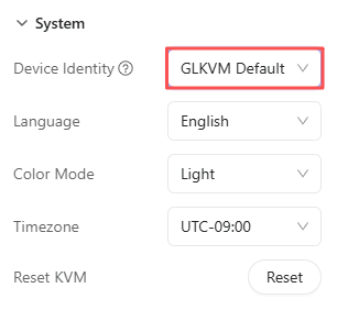 device identity control panel