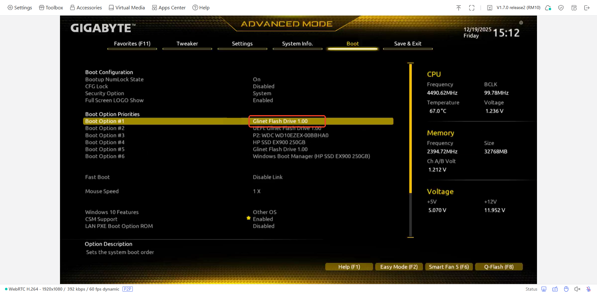 set boot option priority