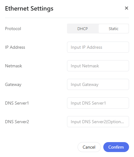 ethernet static