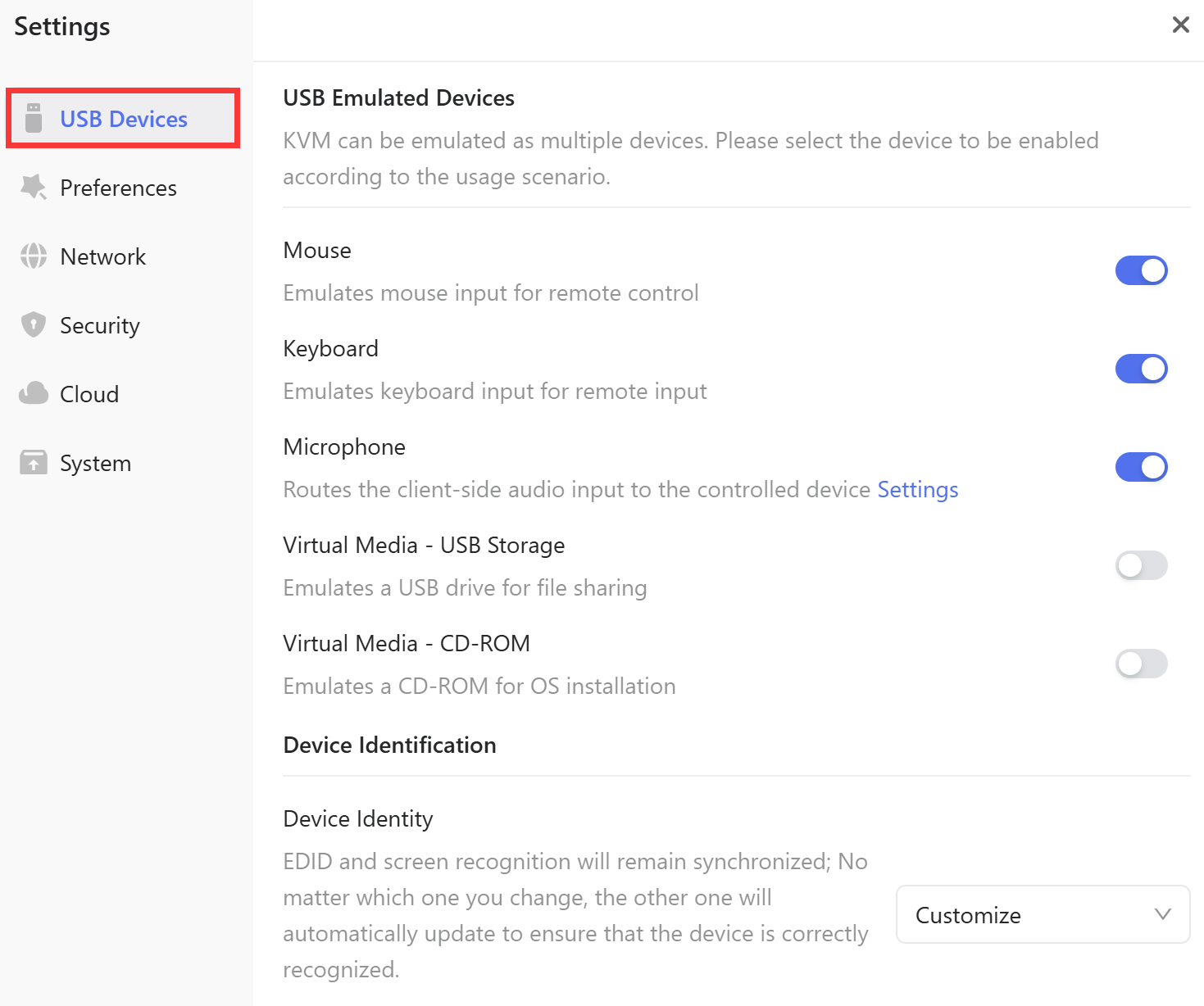 USB Emulated Devices