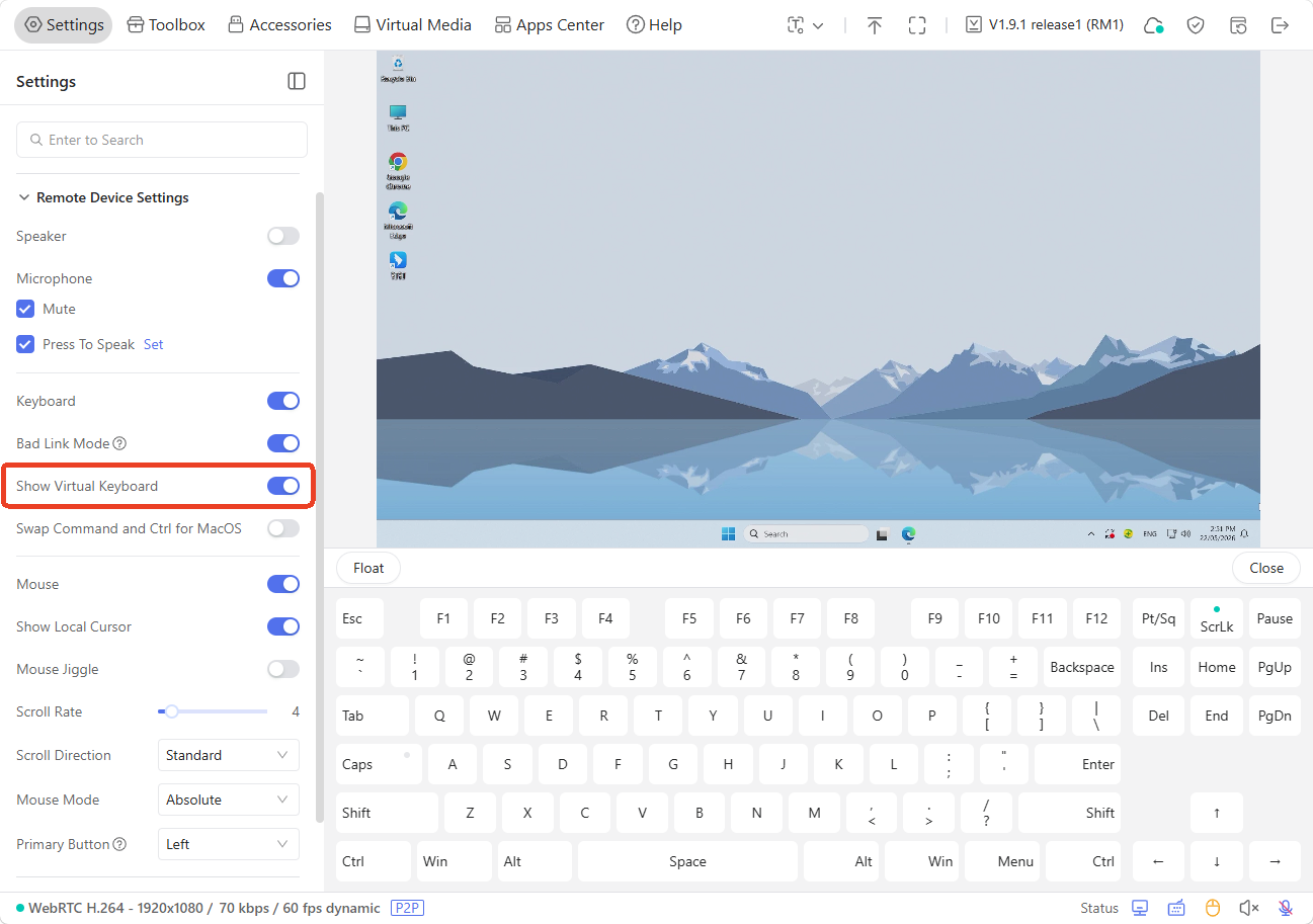 show virtual keyboard
