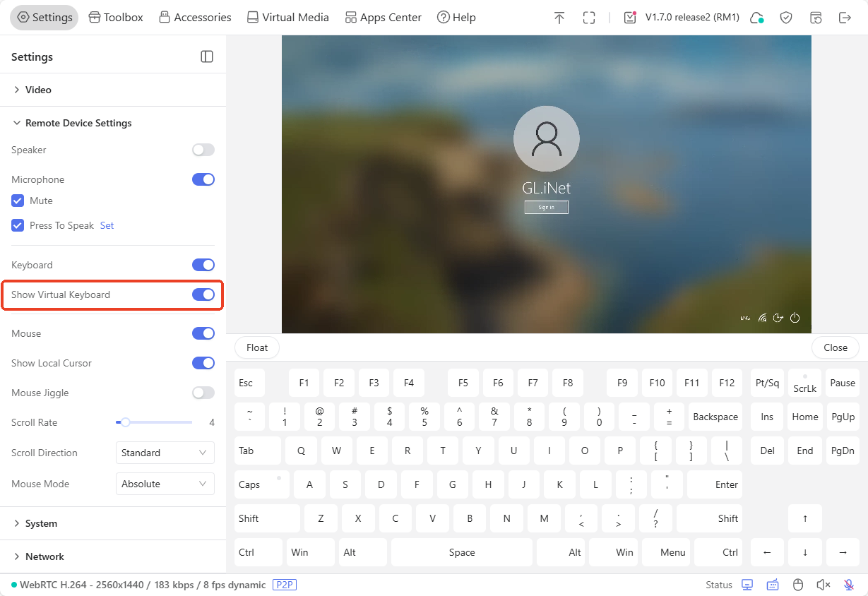 show virtual keyboard