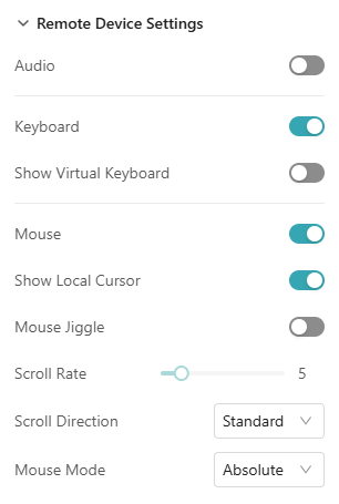 settings-remote device settings