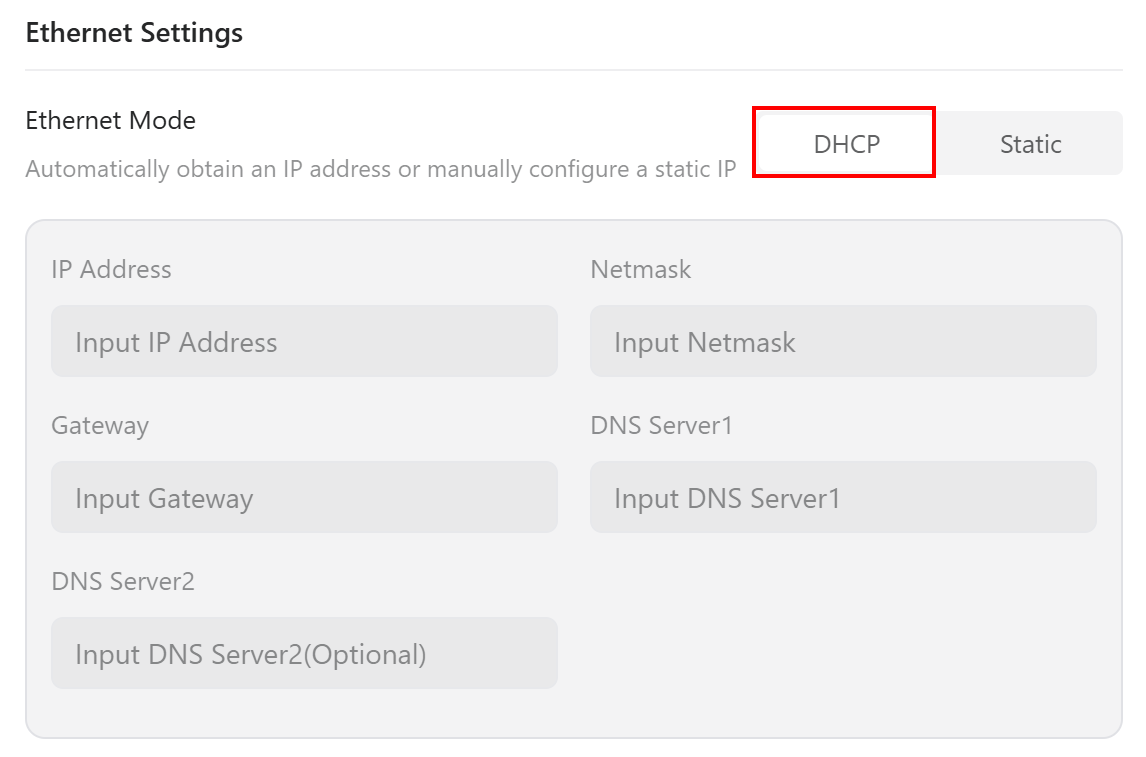ethernet dhcp