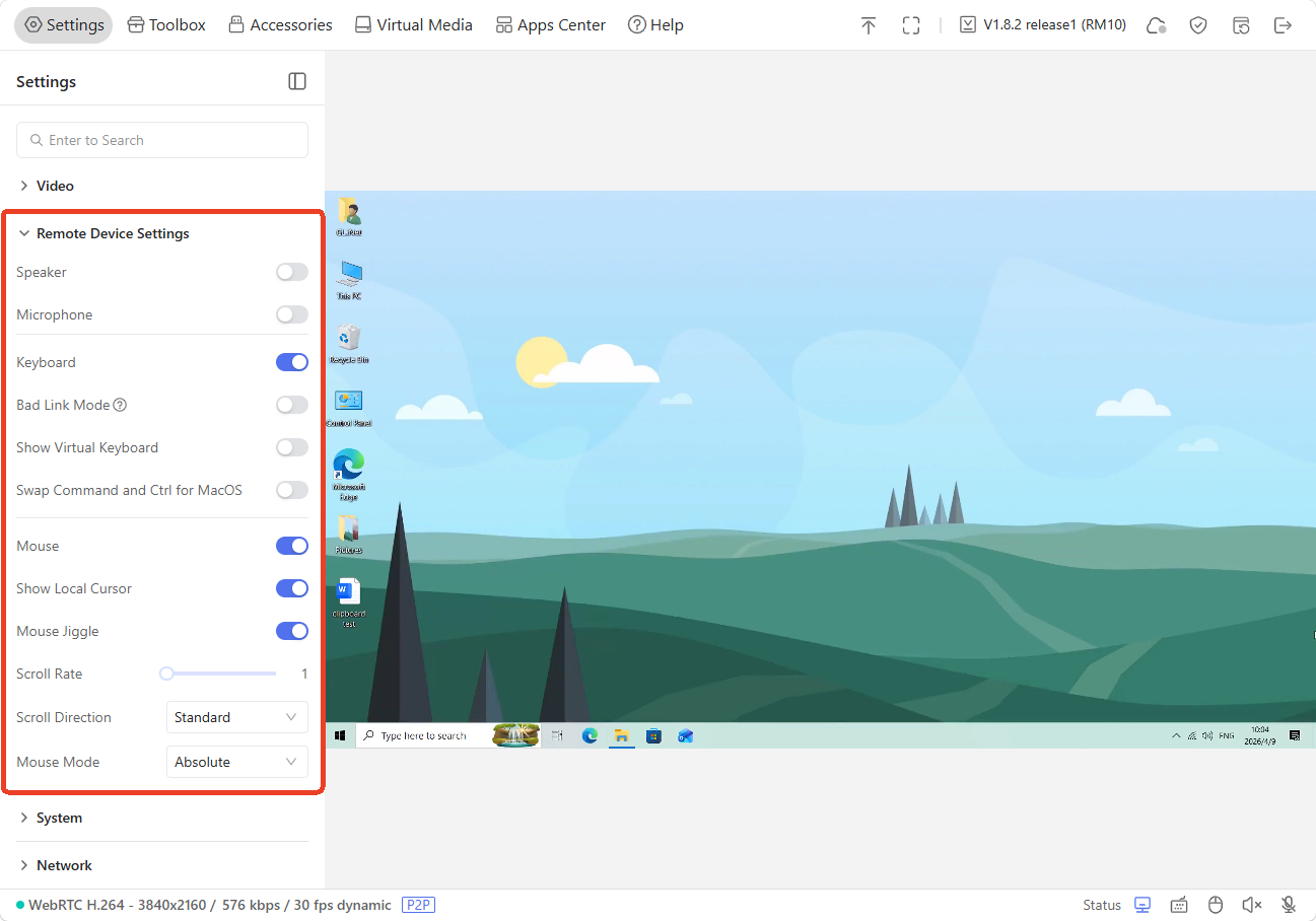 settings-remote device