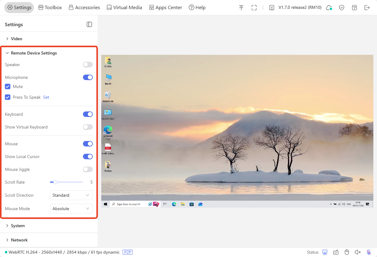 settings-remote device