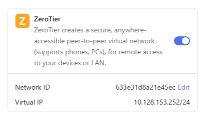 zerotier enabled