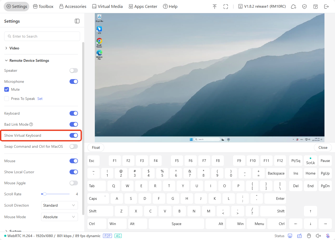 show virtual keyboard
