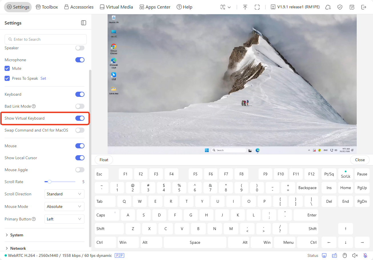show virtual keyboard