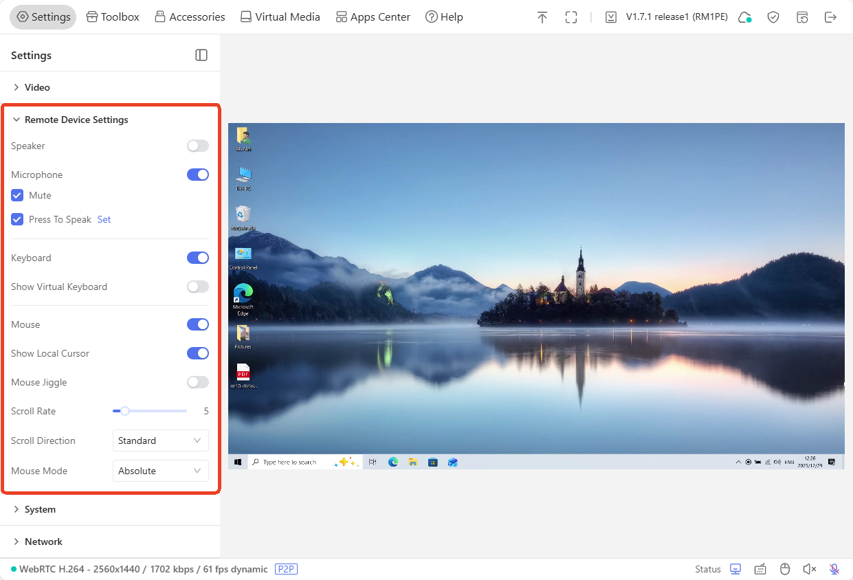settings-remote device