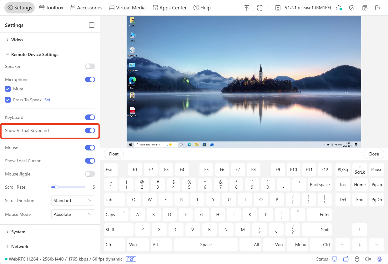 show virtual keyboard