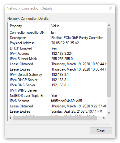 property of network on windows 7