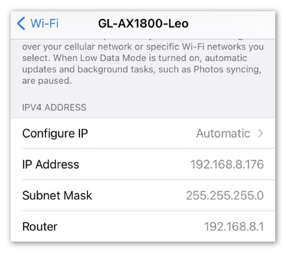 router ip address on iphone