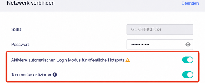 hotspot login mode & camouflage