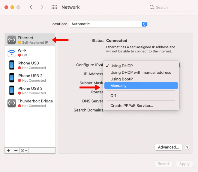 macos ip manually
