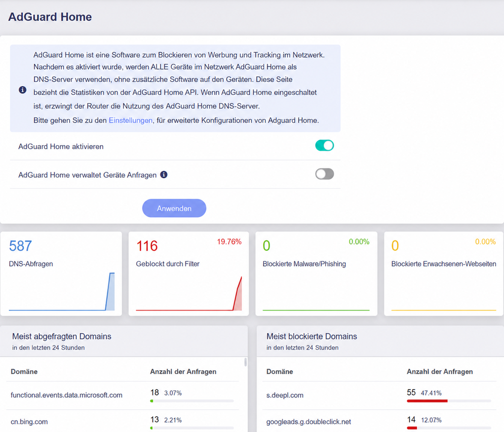adguard home web panel