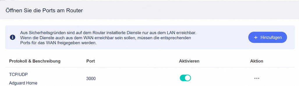 open Ports on router