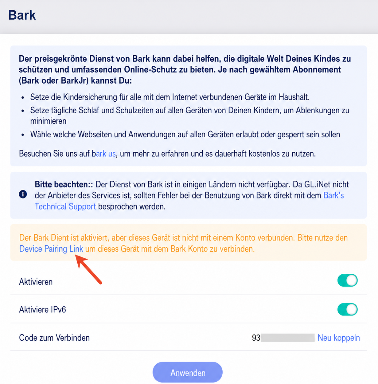 bark pairing link