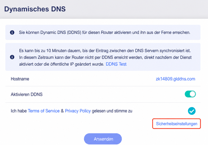security settings
