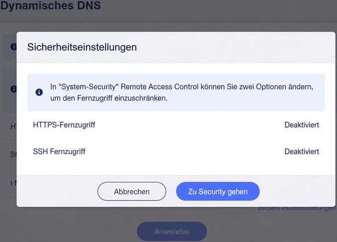 security settings