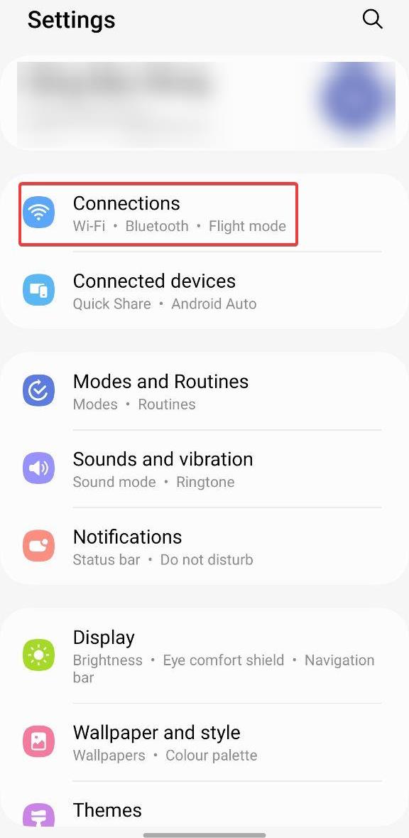 settings connections