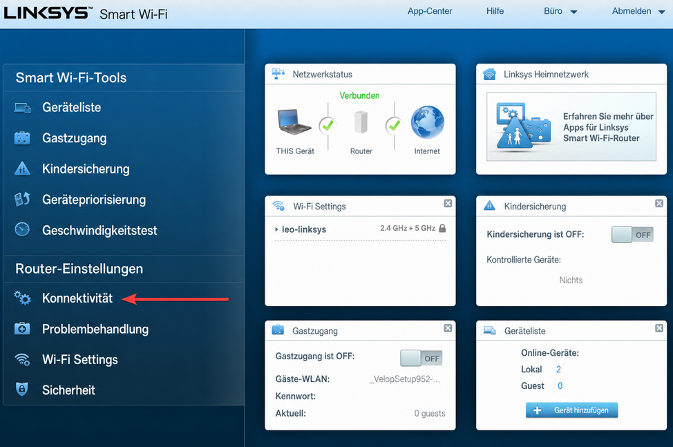 linksys admin, connectivity
