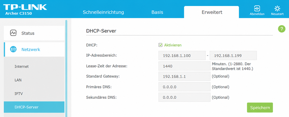 tplink admin, disable dhcp