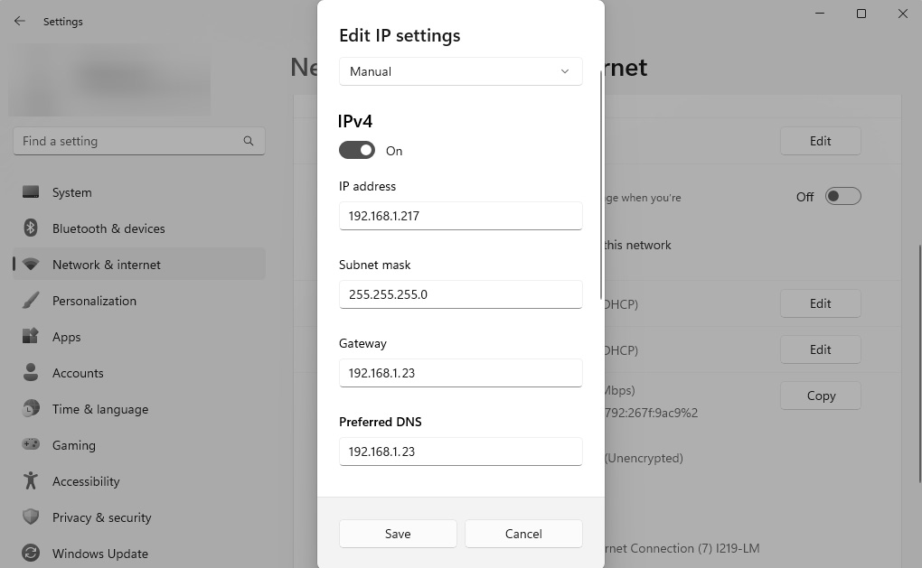 windows 11 ethernet edit