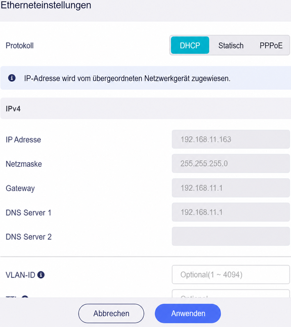ethernet dhcp