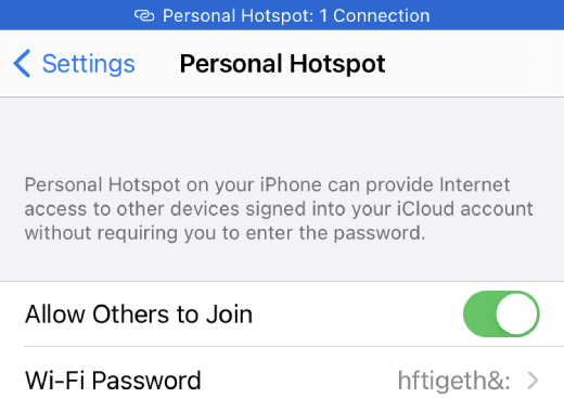 personal hotspot status