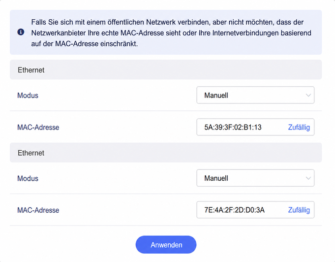 default mac address