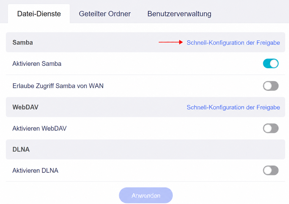 samba quick setup share