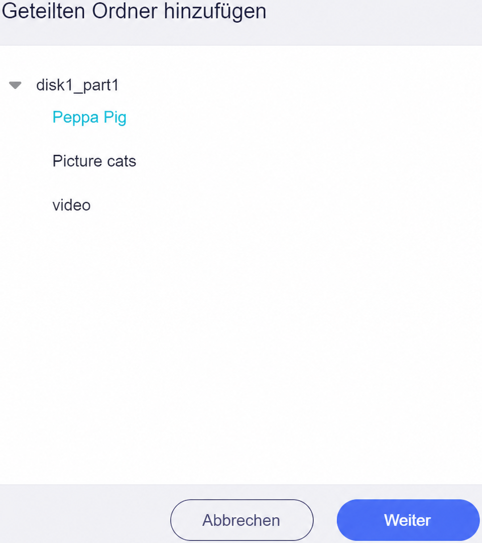 samba quick setup share, add shared folder