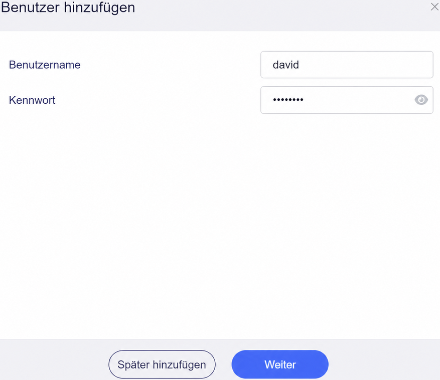 samba quick setup share, add a user