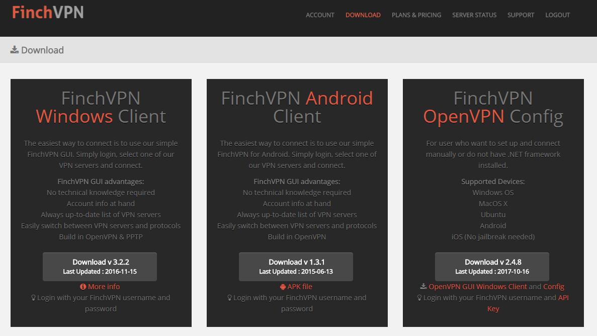 finchvpn download page