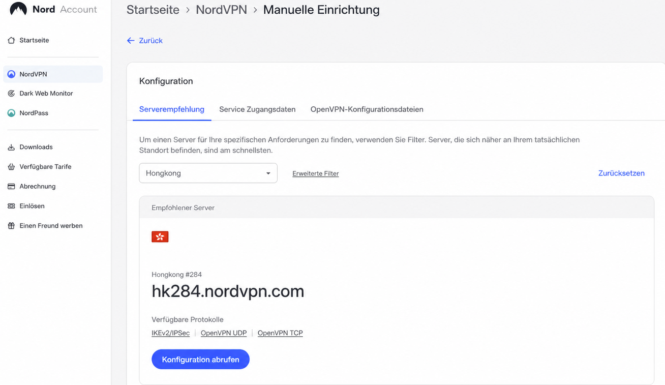 nordvpn config download