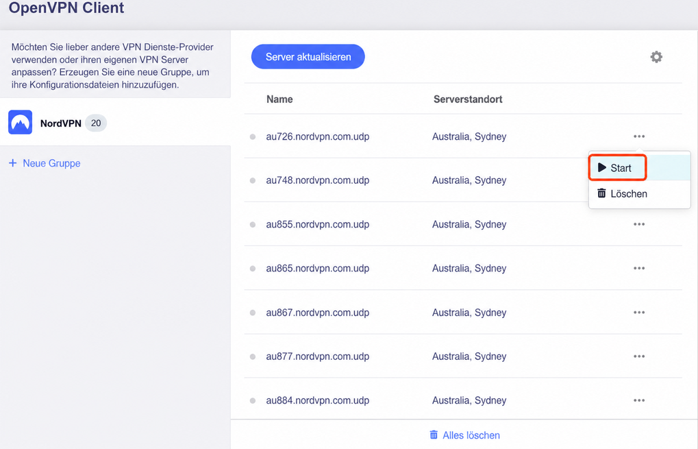 nordvpn start connect