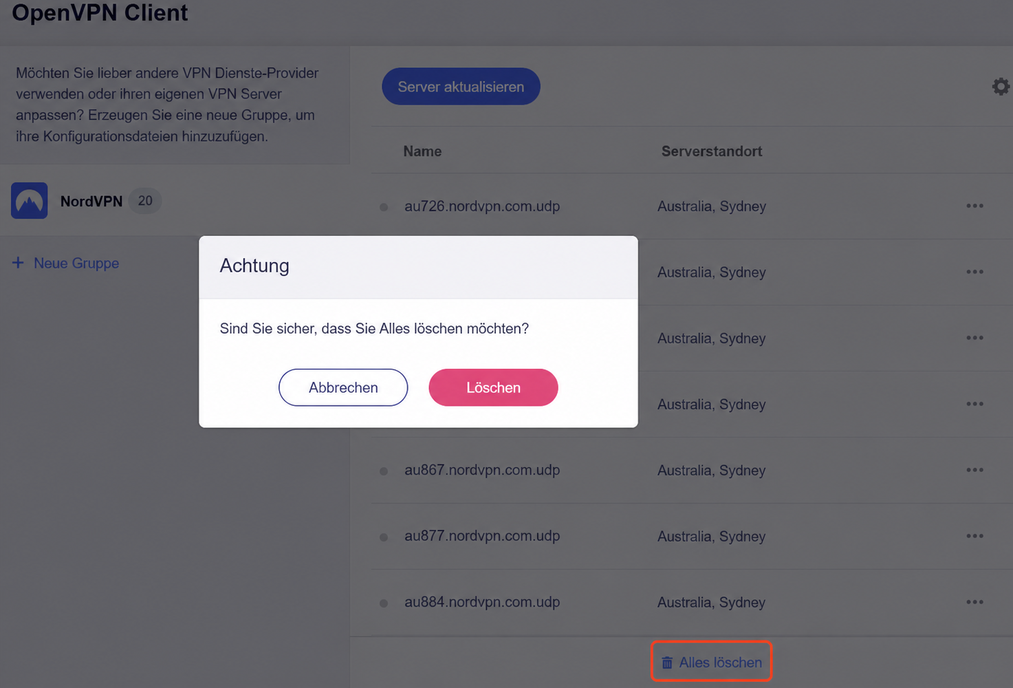 nordvpn delete all