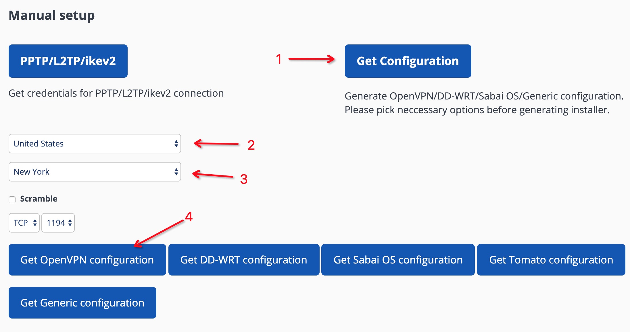 strongvpn get config