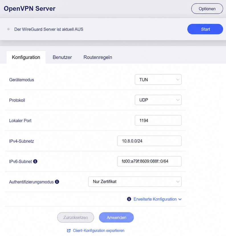 openvpn server configuration