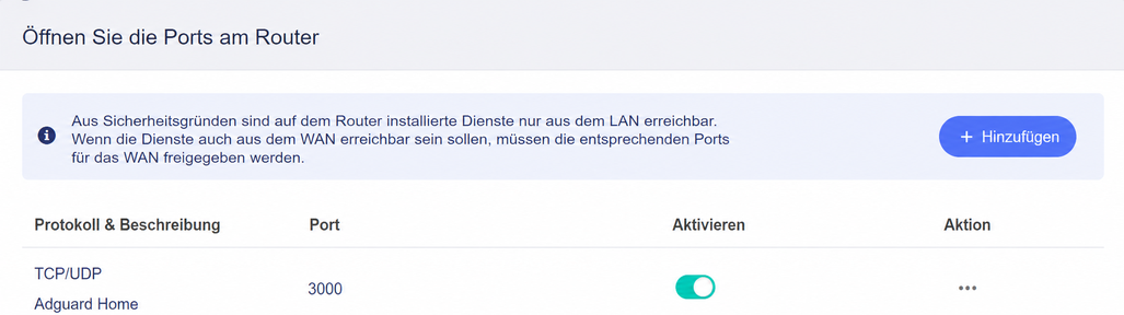 open Ports on router