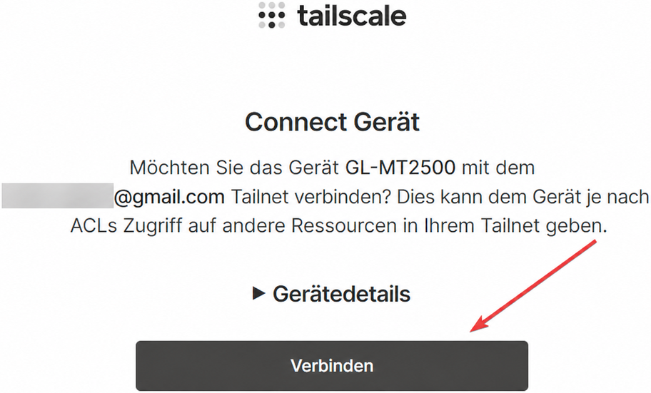 tailscale confirm connect device