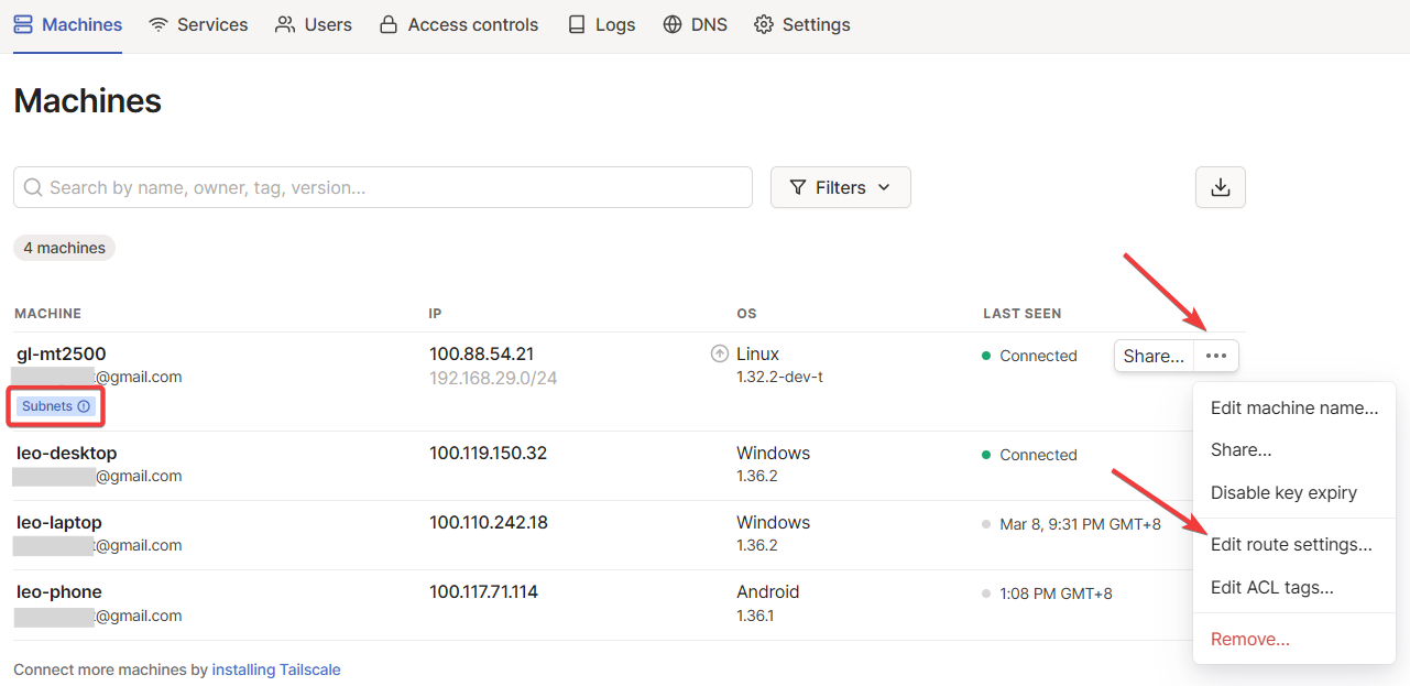 tailscale subnet alert