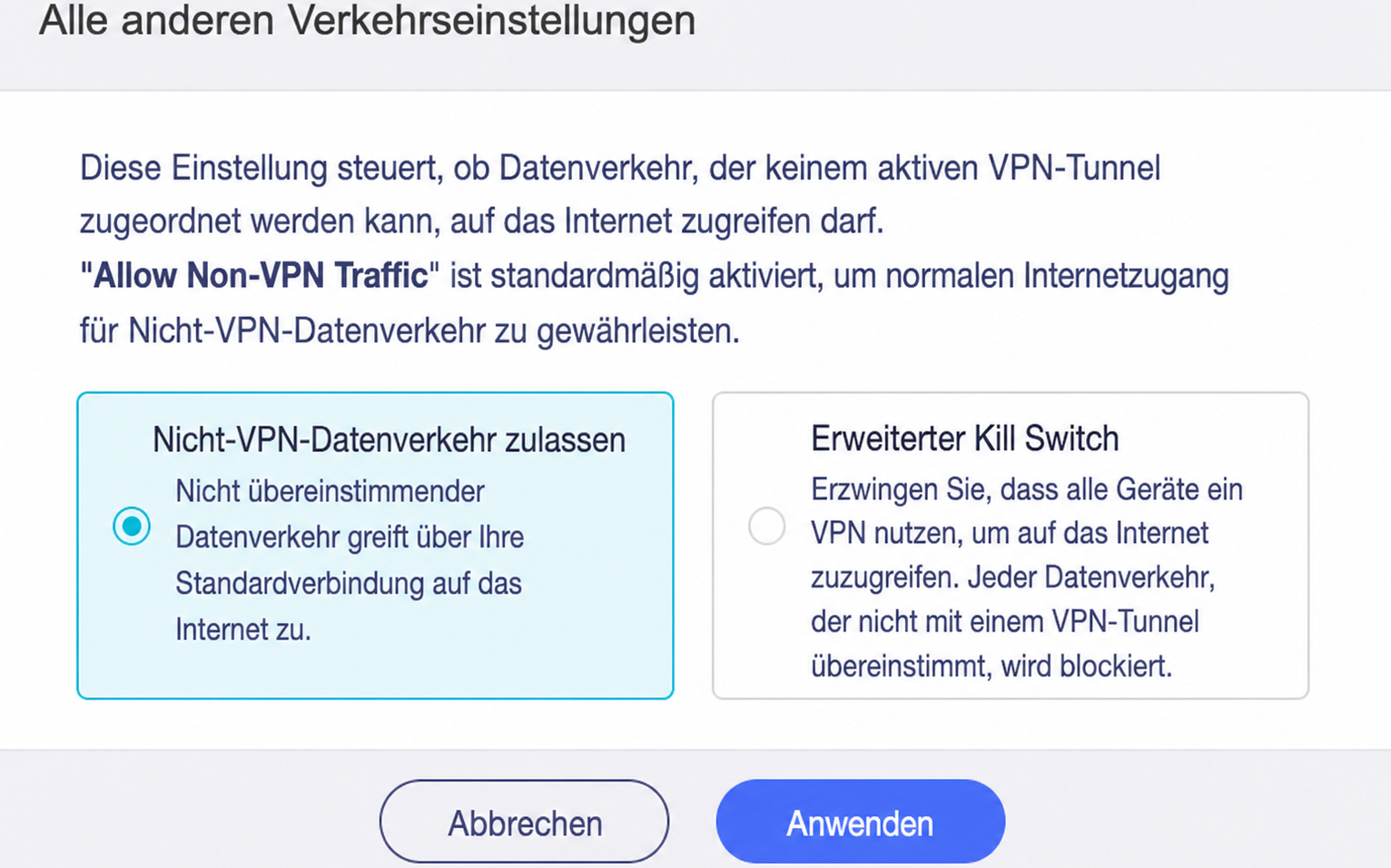 allow non-vpn traffic