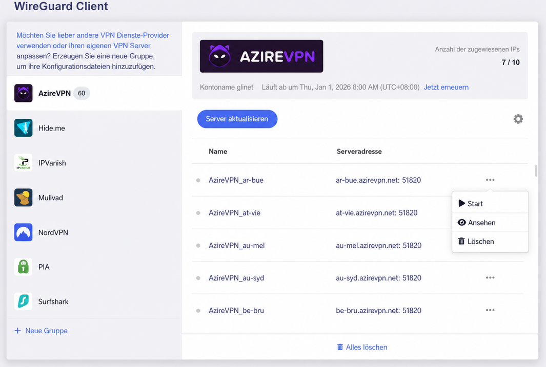 azirevpn start