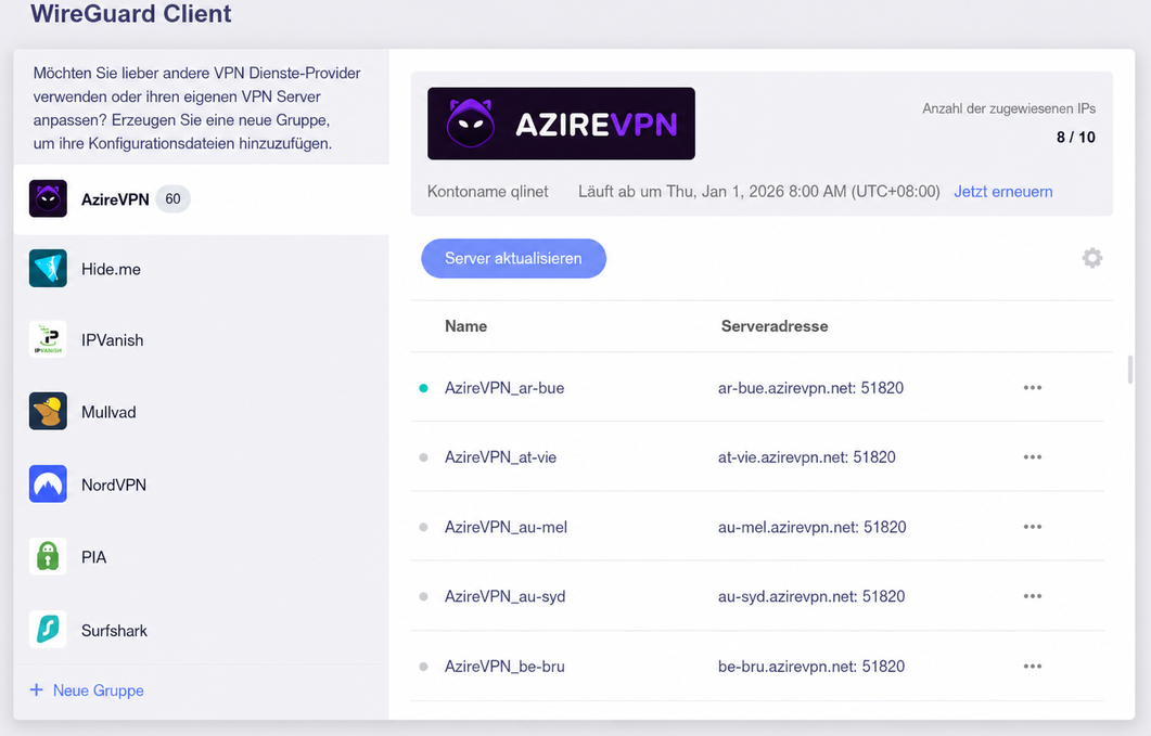 azirevpn connected